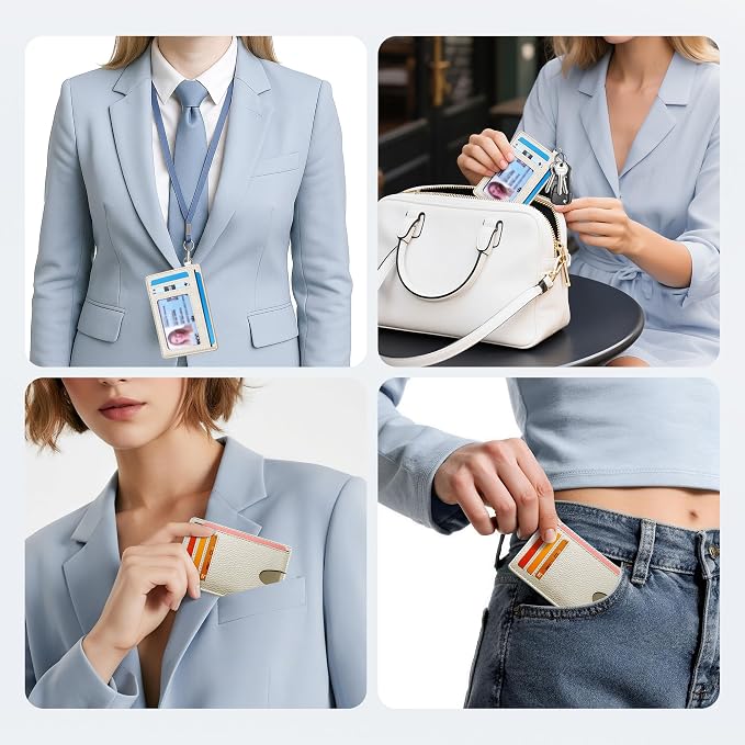 Mayski Slim Wallet, Credit Card Holder for Women, Minimalist Front Pocket RFID Blocking Card Cases, Small Wallet Women Men(Litchi Beige) - Image 7