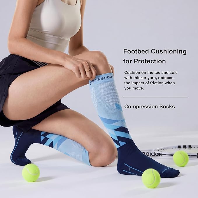 CS CELERSPORT 3/4 Pairs Compression Socks for Men Women Size 6-12 | Knee High Support Socks for Running Nurses Pregnancy Travel Daily Wear - Image 4
