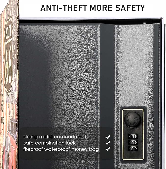 Diversion Book Safe with 4200°F Fireproof Money Bag and Combination Lock, 10.5" x 7.9" x 2.5" Fake Book Hidden Storage Safe, Hollow Secret Portable Metal Storage Box for Cash, Valuables - Image 3