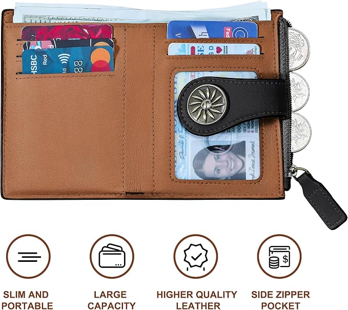 Tipmile Small Wallet Women Bifold RFID Blocking Card Holder Leather Wallets with Zipper Coin Pocket - Image 4