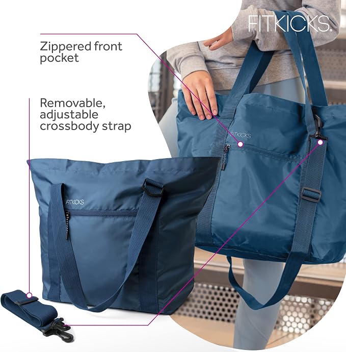 FITKICKS Hideaway Packable Duffle, Large Duffle Bag for Travel, Blue - Image 3