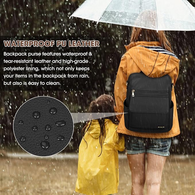 NUBILY Backpack Purse for Women Leather Anti-Theft Mini Backpack Fashion Designer Handbag Convertible Travel Bag Ladies Shoulder Bags, Black - Image 6