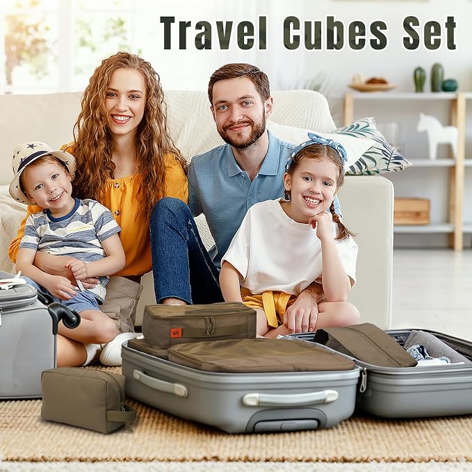 ZOMFELT 6 Pcs Packing Cubes for Travel Cubes & Sturdy Packing Organizers | Suitcase Organizer Set Travel Essentials Accessories Gifts for Men Camping & Cruise with Durable Canvas Laundry Bag Shoe Bag - Image 6
