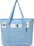 Large Canvas Tote Bag for Women, Beach Bag with Zipper, Utility Tote Bag with 3 Front Pockets, Weekender Pool Bag by CanvasToteBag