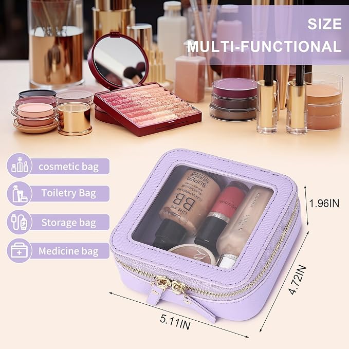Pinkmik Small Clear Mini Makeup Bag, Purple, MINI-1 | Cosmetic Case & Toiletry Bag, Zipper Closure, Purse Organizer, Car Essentials - Image 3