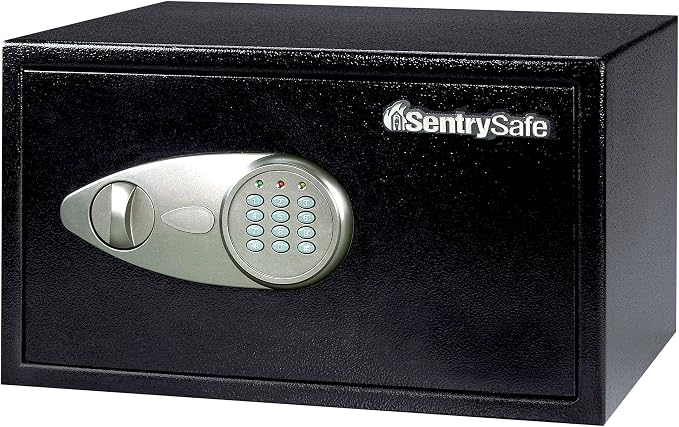 SentrySafe Shelf Safe with Digital Keypad Lock, Steel Safe with Interior Lining and Bolt Down Kit for Money, Jewelry, Documents, 0.98 Cubic Feet, 8.9 x 16.9 x 13.6 Inches, X105 by SentrySafe