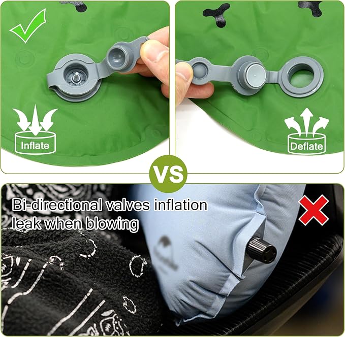 Inflatable Seat Cushion, Lightweight Stadium Seat Pad, Travel Air seat Cushion Anti-Slip for Airplane, Long Flights, Hiking, Climbing, Home and Camping, Compact Air Cushion,Green - Image 5