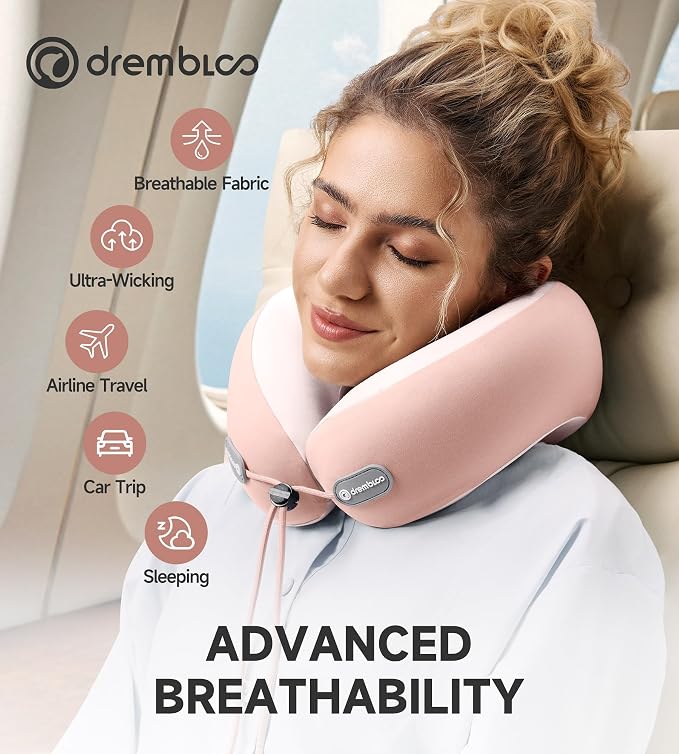 Neck Pillow Airplane, Premium Memory Foam Cooling Travel Pillows for Sleeping, Adjustable Flight Sleep Pillow with Comfortable Breathable Cover, Portable Plane Accessories - Image 3