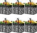 Reusable Grocery Bags Foldable Tote Bags bulk Shopping Bags 6-Pack, Black | Reinforced Handles Shopping Bags for Groceries Heavy Duty Kitchen Reusable Grocery Bags with Waterproof Coating by WOWBOX