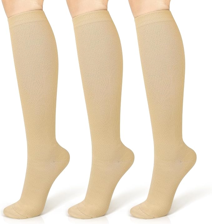 Tobfit Compression Socks for Women Circulation (3 Pairs) 15-20 mmHg Support for Nurses Athletic Running Cycling Hiking Travel by Tobfit