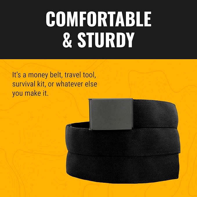 Gear Cache Belt™ Hidden-Pocket EDC Travel Belt | Full-length hidden pocket fits cash, tools or a 23-piece kit; MIL-SPEC nylon belt has a stainless buckle and bottle opener. - Image 6