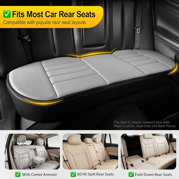 kingphenix 3-Piece Memory Foam Car Seat Cushion Set for Driving Comfort | 2 Front Seat Cushions and 1 Rear Bench Pad, 1.2-Inch Memory Foam, Non-Slip Bottom for Sedan, SUV, Truck and Van, Brown - Image 4