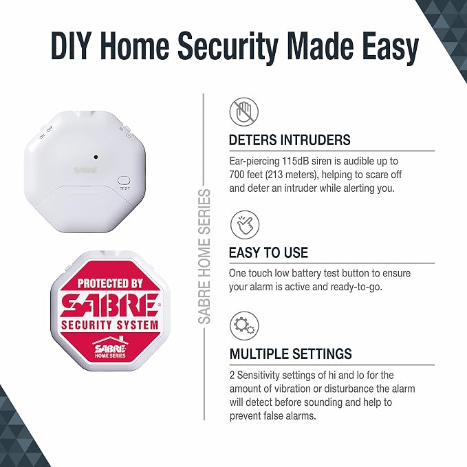 Sabre 120 dB Wedge Door Stop Security Alarm, Extremely Loud Wireless Siren Audible Up to 1,500 Ft., Non-Skid Pad, Compact Alarm Great for Home, Travel, Apartment or Dorm - Image 3