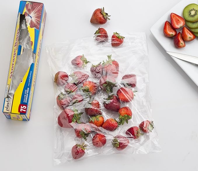 1 Gallon Storage Bags With Twist Ties, Clear Plastic, 150 Count | Roomy 11 x 12.5 in baggies for produce, snacks, freezer & pantry; flexible, tear resistant & easy to fill for meal prep - Image 3