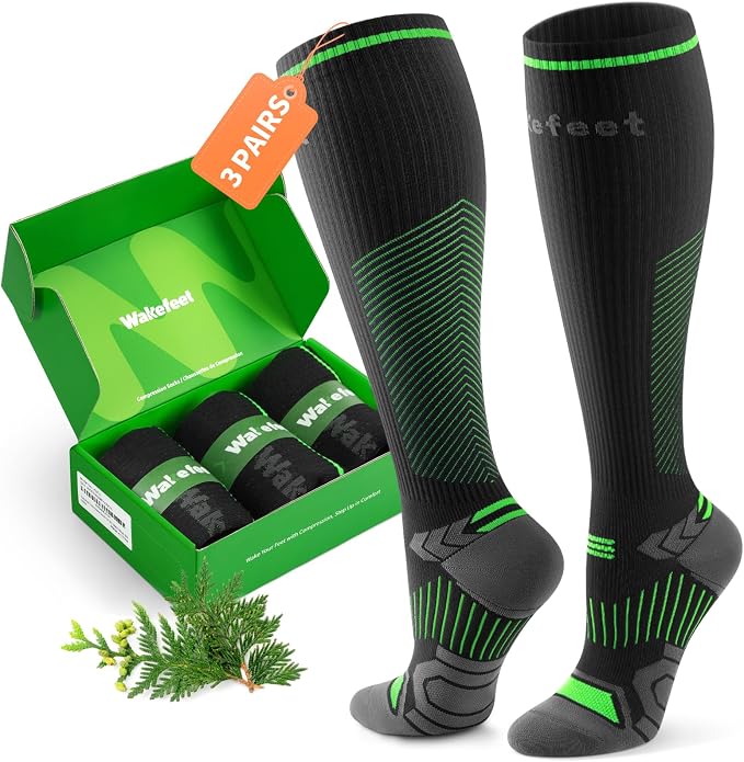Compression Socks for Men Women 3 Pairs, Compression Stockings, Fragrance Flight Socks for Nurse,Pregnancy,Travelling, Runing, Circulation by Wakefeet