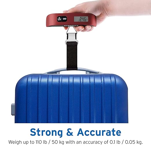 Etekcity Luggage Scale, Digital Weight Scales for Travel Accessories Essentials Suitcases , Portable Handheld Scale with Temperature Sensor, Rubber Paint, 110 Pounds, Battery Included | Travel Essentials, Air Travel, Suitcase, Hanging Hook, Rubber Grip... - Image 7