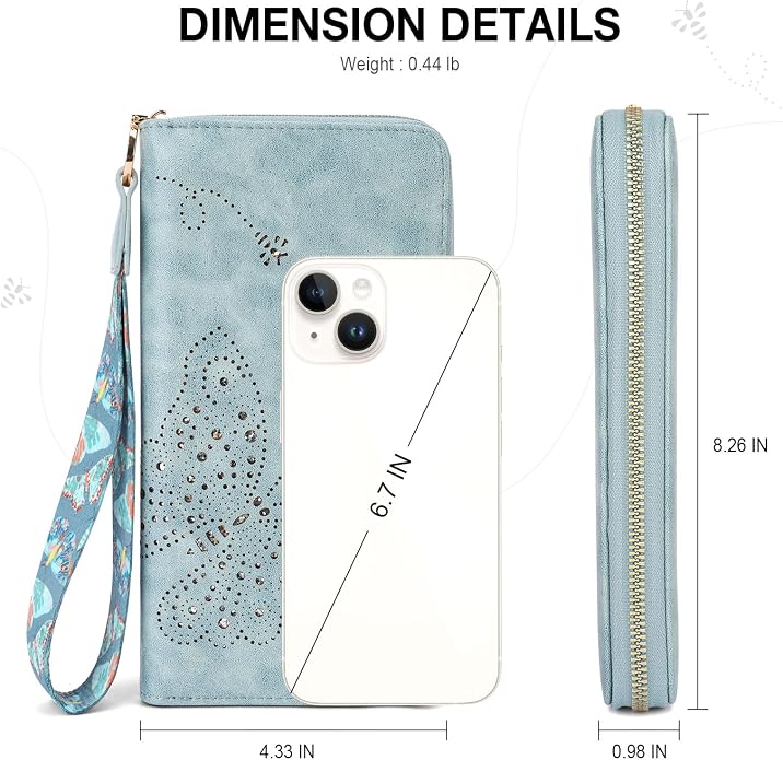 KITEVIUN RFID Wallet Women, Large Capacity Butterfly Cell Phone Clutch Purses Ladies Wristlet Wallets for Women - Image 3