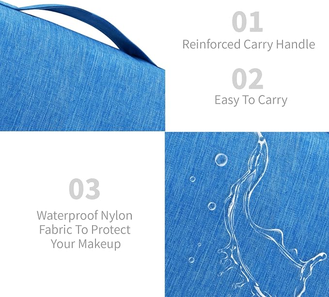 Lcsmaokin Large Capacity Toiletry Bag Travel Bag with Hanging Hook for Men and Women Waterproof Travel Cosmetic Bag Bathroom Storage Bag for Brushes Set, Full-Sized Shampoo, Toiletries, (Sky Blue) - Image 3