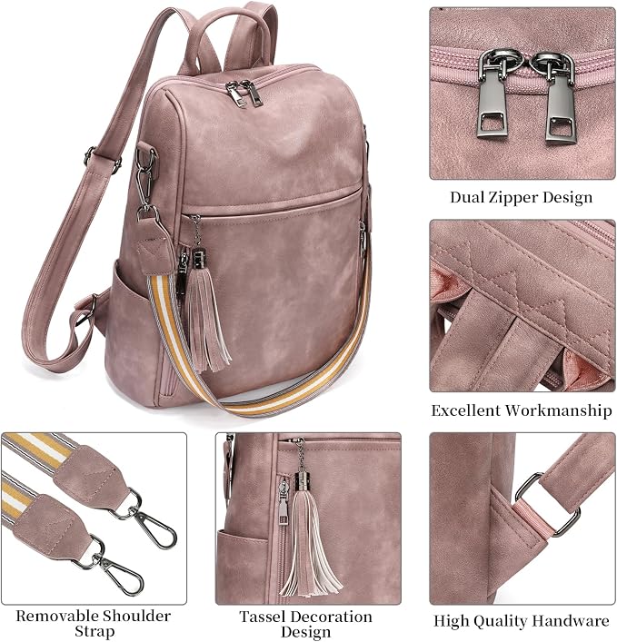 GAEKEAO Backpack Purse for Women PU Leather Anti-theft Backpack Ladies Convertible Large Travel Designer Fashion Shoulder Bag - Image 6