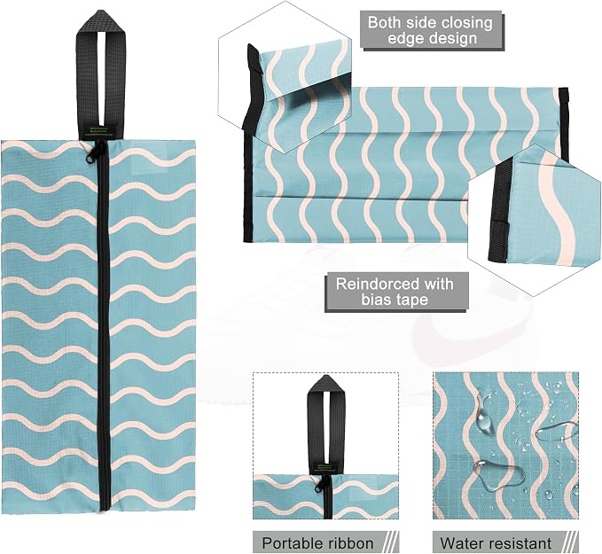 BeeGreen Shoe Bags 6 Pack Geometry Design for Travel with Handle as Packing Organizers for Suitcase and Luggage | Portable Nylon Storage Accessories for Vacations, Essential Gifts for Women and Men​ - Image 3