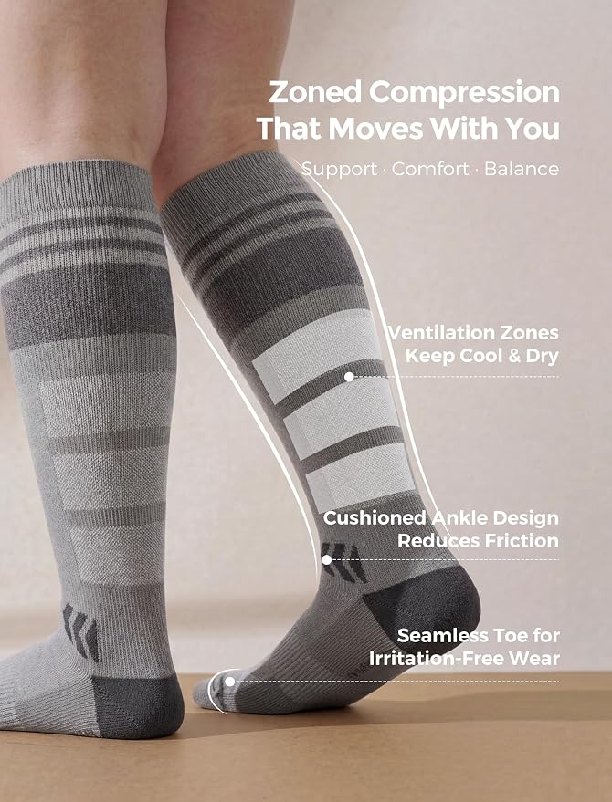 Momcozy Compression Socks for Women, 20-30 mmHg for Flying, Travel & Sports | 20-30 mmHg option: Enhanced support with zoned compression, Lycra fiber for lasting elasticity, silver-infused for freshness - Image 2