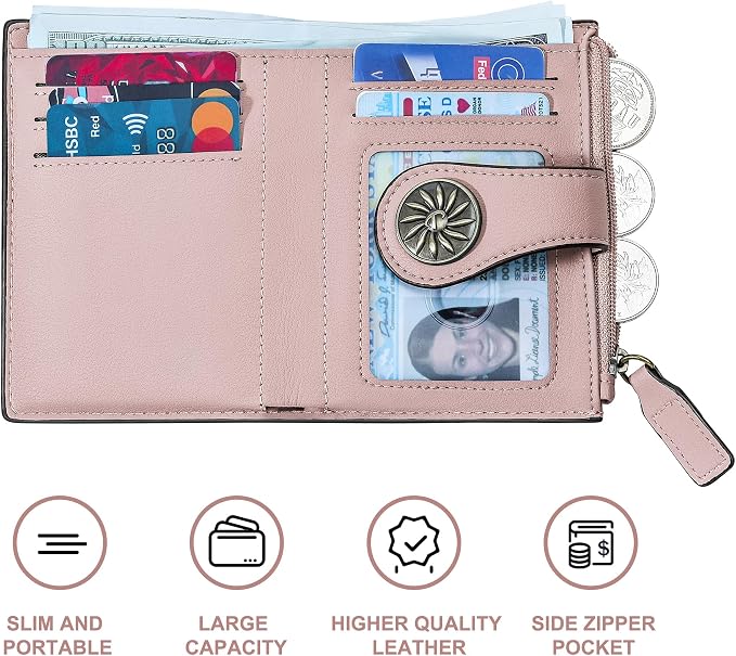 Tipmile Small Wallet for Women Bifold RFID Blocking Card Holder Leather Wallets with Zipper Coin Pocket - Image 6
