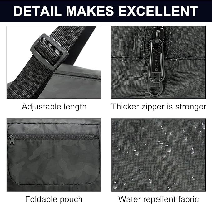 HOLYLUCK Foldable Travel Duffel Bag For Women & Men Luggage Great for Gym (midnight camo) - Image 3