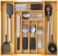 Lifewit Silverware Drawer Organizer, Wooden Utensil Tray for Kitchen | Expandable Flatware and Cutlery Holder, Adjustable Storage for Spoons Forks Knives, 10.2-18.1 x 16.7", Natural by Lifewit