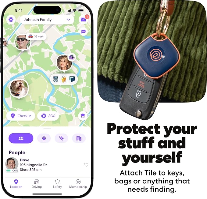 Life360 Tile - Bluetooth Tracker, Keys Finder and Item Locator for Keys, Bags and More. Phone Finder. Both iOS and Android Compatible. 1-Pack (Navy Blaze) - Image 3