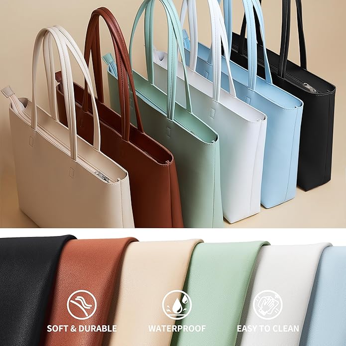 KALIDI Tote Bag Zipper Shoulder Bag Vegan Leather Purses Satchel for Women | Large Casual Handbag for Work Commuting Dating College Everyday - Image 6