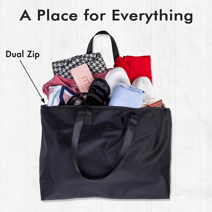 Bobbi Tote | 48L | TOTE-257 Black | Foldable/Packable Carry-On Personal Item, Trolley Sleeve, Sturdy Water-Resistant Nylon, Fits Under Airline Seat, TSA Friendly - Image 4