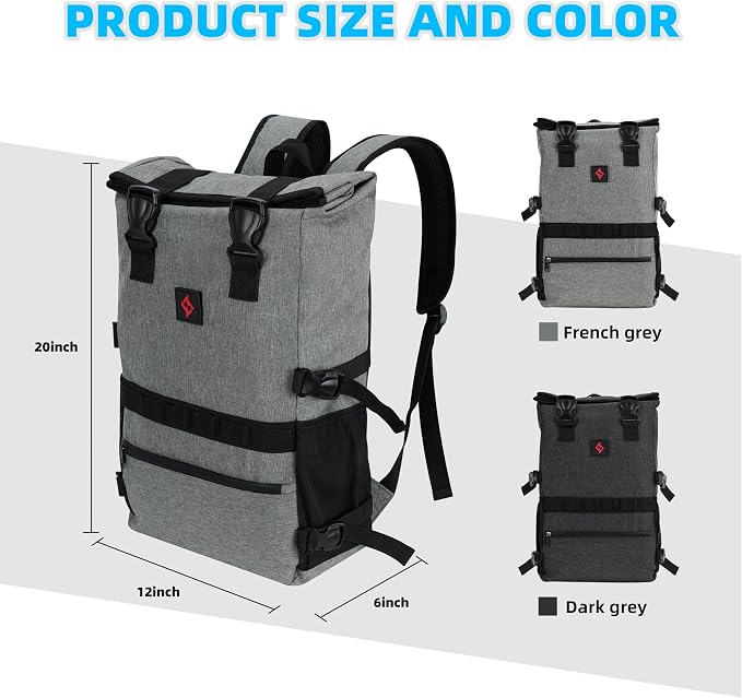 zazzy Smell Proof Bag with Combination Lock, Weather Resistant Lockable Smell Proof Backpack, Expandable Backpack Grey - Image 6