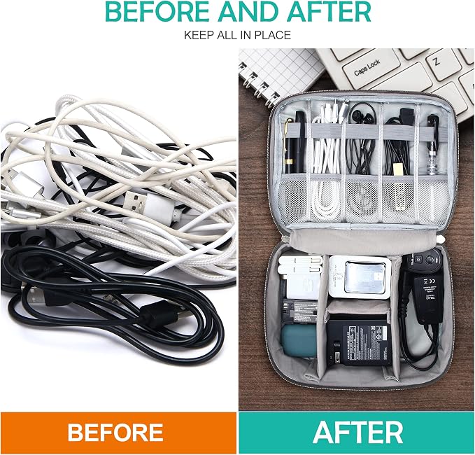 Electronics Organizer Travel Cable Organizer Bag Waterproof Portable Digital Storage Bag Electronic Accessories Case Cable Charger Organizer Case - Image 7