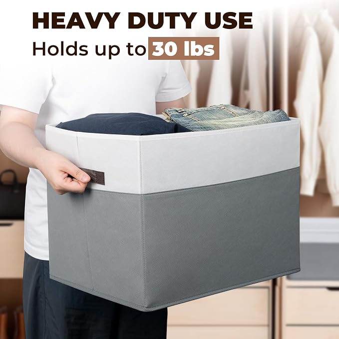 6 Pack Clothes Bins for Organization - 16x12 Extra Large Storage Baskets for Shelves Closet Bedroom - Toy Storage Organizer Bins Boxes Cubes for Nursery - RV Apartment Essentials - Image 3