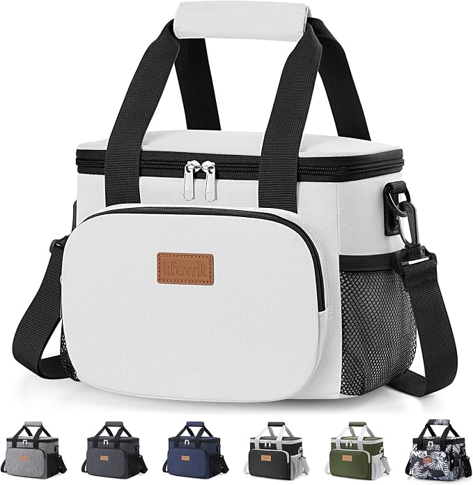 Lifewit Medium Lunch Bag, Insulated Lunch Box, Soft Cooler Cooling Tote for Adult Men Women, Sliver Gray 12-Can (9L) by Lifewit