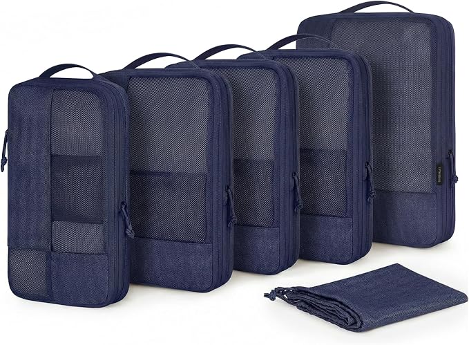 BAGSMART Compression Packing Cubes for Travel, 6 Set Luggage Organizer Bags | Fits 20/24/28in Carry-On Suitcases, Compressible Bags Streamline Cruise Travel Essentials, Sturdy Handles, Machine Washable by BAGSMART