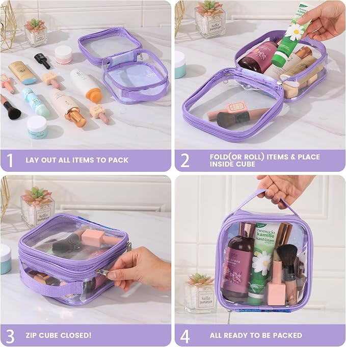 BORMELUN TSA clear toiletry bag airport approved see through pvc plastic pouch transparent makeup carry on with handle(purple) - Image 7