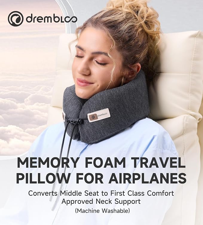 Travel Neck Pillow for Airplane, Premium Memory Foam 360° Ergonomic Support for Sleeping on Long Flights, Compact Portable Sleep Essential with Comfortable Cover for Cars, Office Naps & Home Use - Image 9