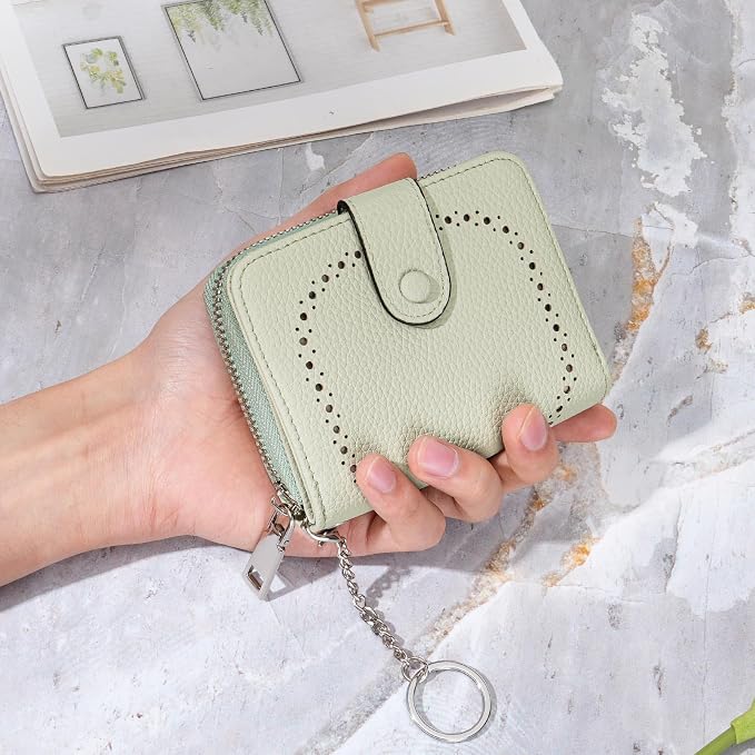 GAEKEAO Women's Leather Wallet RFID Blocking Card Holder with Many Compartments Small Purse with Zipper Key Chain Wallets - Image 8