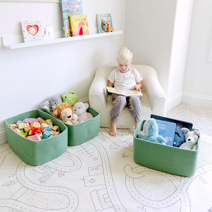 NaturalCozy Storage Baskets 16.8”x13”x7.6” Cotton Rope Woven Baskets for Organizing 3-Pack | Toy Storage Bins | Basket for Shelves, Laundry, Blanket, Clothes, Closet, Kitchen, Bathroom, Gifts - Image 4