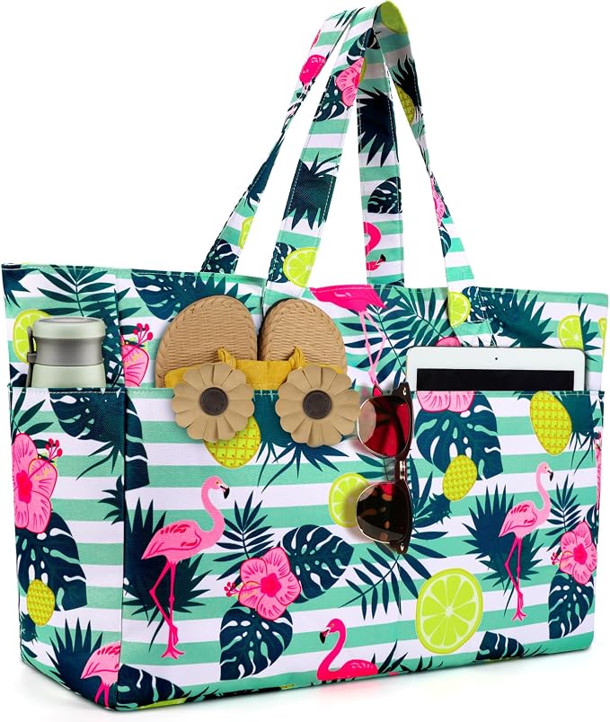 ISEYOU Extra Large Beach Bag Waterproof Beach Totes Bags for Women, Lightweight Foldable Pool Bag with Zipper Wet Compartment by ISEYOUmakeabetterlife