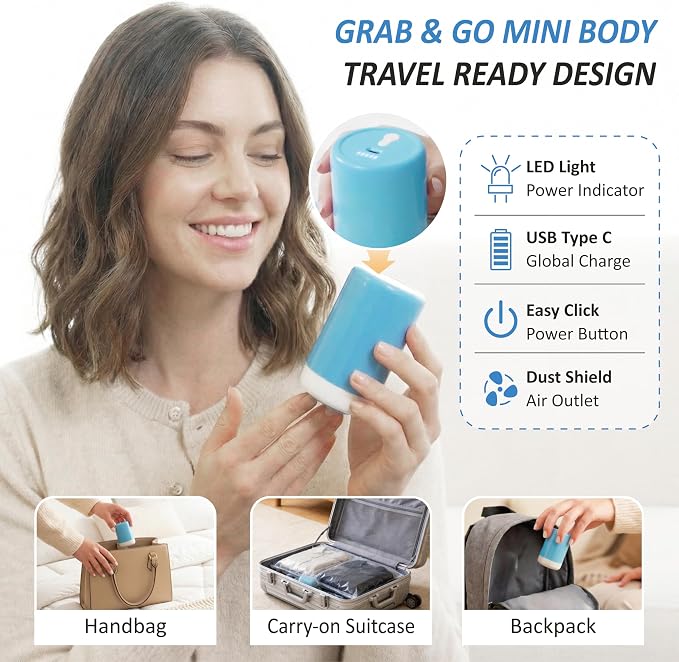 Cozy Essential Travel Vacuum Storage Bags with Rechargeable Cordless USB Pump, Space Saver Bags for Luggage, Suitcase, Carry-On, for Clothes, Blankets, Bedding & Seasonal Storage,10 Combo - Image 5