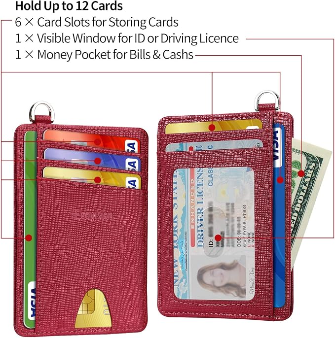 Slim Minimalist Front Pocket Wallet, RFID Blocking Credit Card Holder Wallet with Detachable D-Shackle for Men Women - Image 5