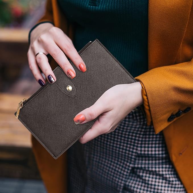 Travelambo RFID Wallet Women Large Size Bifold Multi Card Wallet Case with Zipper Pocke Credit Card Holder for Women - Image 2