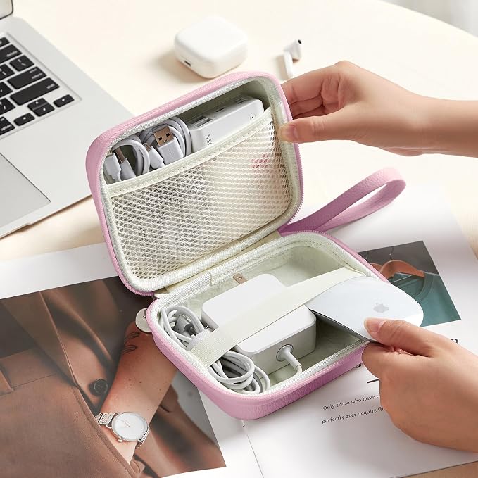 Portable Charger Case, Tech Pouch Travel Organizer, L, Light Purple | Hard Shell Electronic Storage for MacBook Power Adapter, Magic Mouse, Charging Cords, Power Bank Laptop Accessories - Image 7
