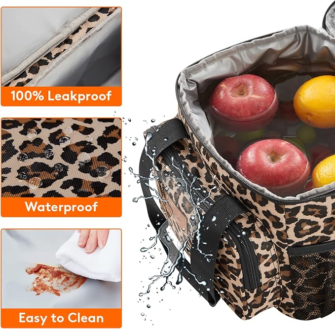 Lifewit Medium Lunch Bag, Insulated Lunch Box, Soft Cooler Cooling Tote for Adult Men Women, Leopard 12-Can (9L) - Image 5