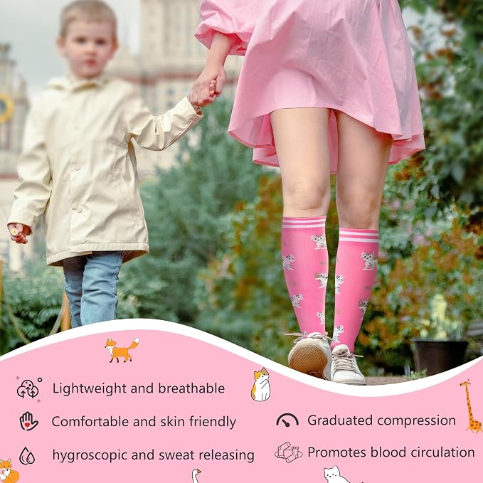 fenglaoda Compression Socks Women Men 4 Pairs, Knee High Support Socks for Running, Sports, Travel, Flight, Nurse - Image 5