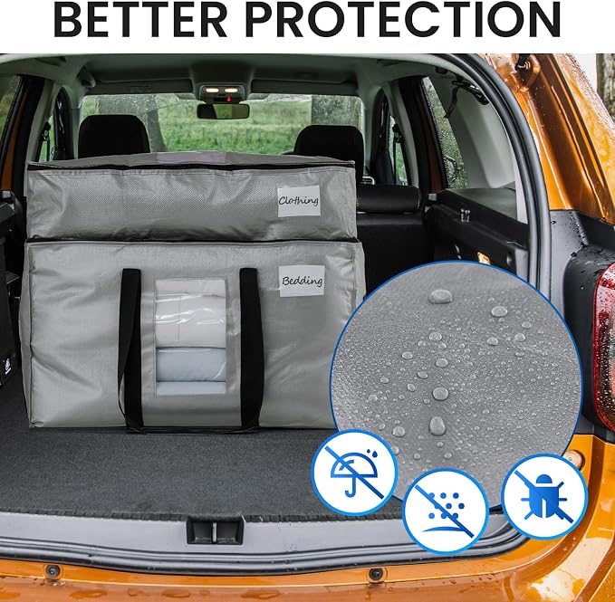TAILI 2 Tier Moving Bags,4 Pack Silver Storage Bags with Visible Window | XXL Heavy Duty Totes For Home Storage,Wrap Around Handles,Storage Bags for College Dorm, Alternative to Moving Boxes - Image 8