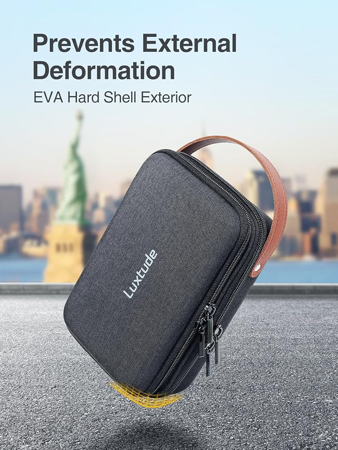 Charger Organizer Travel Case, Double Layer Electronics Organizers | Hard Shell Zipper Case for Electronics, Travel Essentials, Black (External Size 8.5 x 5.9 x 3.1 Inch) - Image 4