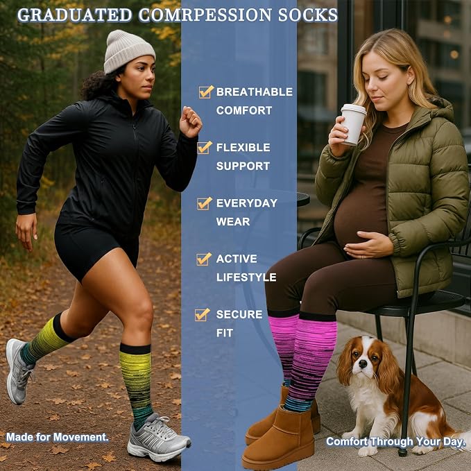 Sooverki Compression Socks for Women and Men Circulation (3/4 Pairs) is Best Support for Running Athletic Cycling Hiking - Image 4